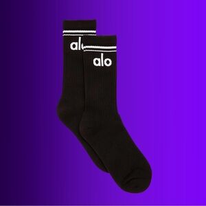 ALO Yoga Unisex Throwback Sock ** NEW ** Black/White ** Medium